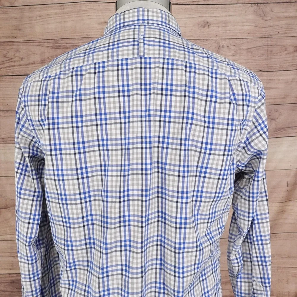 Banana Republic 078 Wash‎ Shirt Mens Medium Blue Plaid Slim Fit Button Down